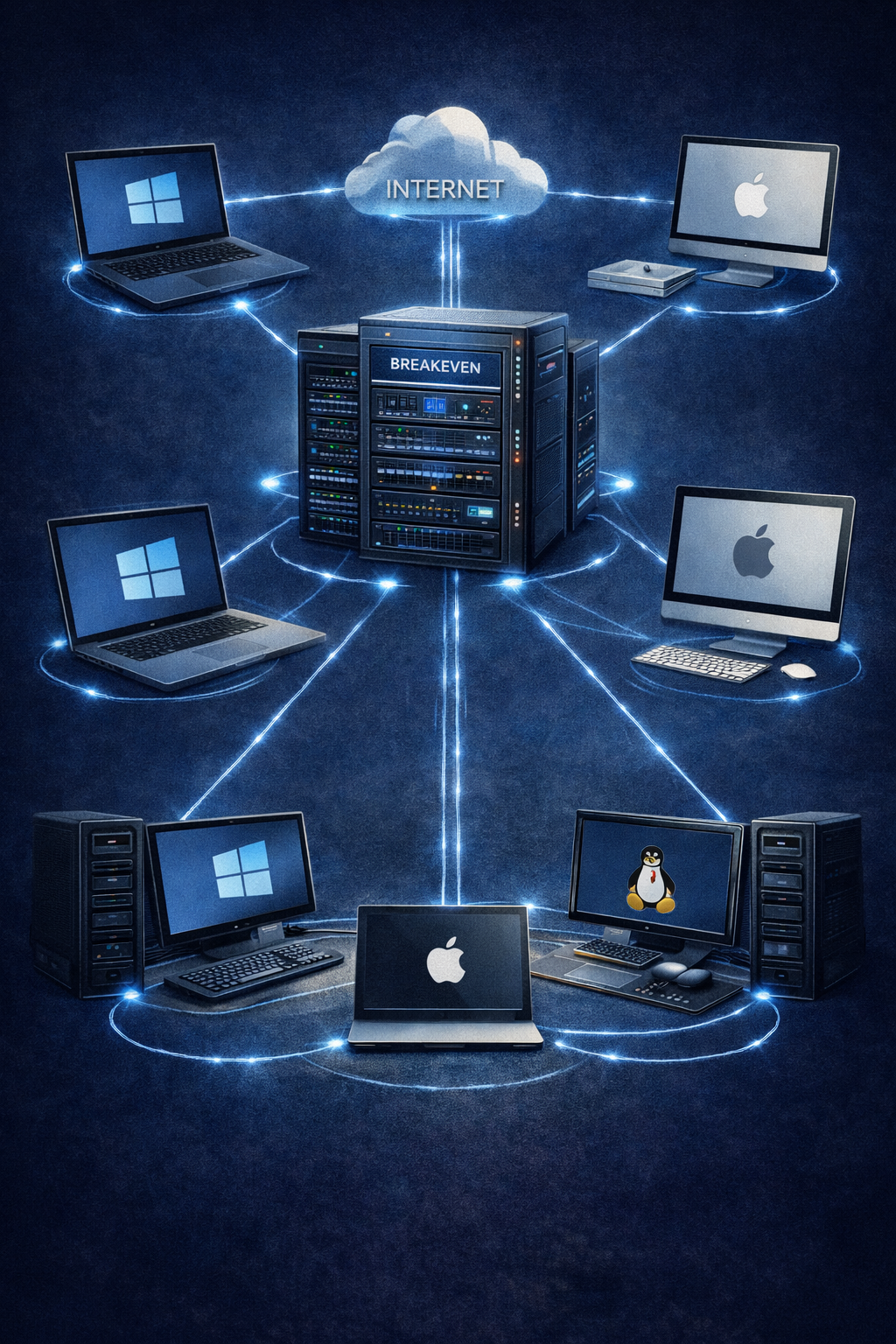 Distributed endpoint network with Breakeven servers